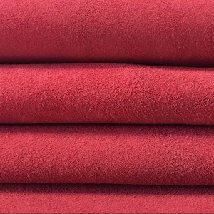 RED suede Genuine sheep sheets for sewing// Coral leather //Real leather material //Velour leather fabric //MINERAL RED 610, 1.0mm/ 2.5 oz
