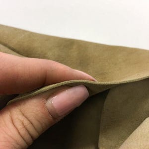 BEIGE Green Suede Leather// Genuine Sheep sheets for sewing //Velour leather hides //Natural Leather material //LARK 702, 0.6 mm/1.5 oz image 3