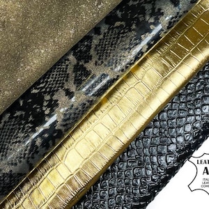 Limited Metallic Sparkly Animal Print Leather Bundle van 4 Italiaanse skins // Premium Edition Lamshuiden // GRATIS Express Delivery Inbegrepen