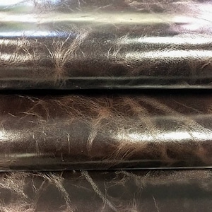DARK Brown Patent Leather Fabric Vintage Brown Leather hide Coffee Brown Lambskin Lacquer Pelt Vintage Shiny Leather SEAL BROWN 522 0.8mm