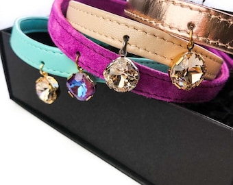 Exclusive Premium Quality Leather CHOKER || Genuine Swarovski Crystal || Gift Box || 2in1 Choaker/ Bracelet || Lenght 16,5 in / 42cm || 1pcs