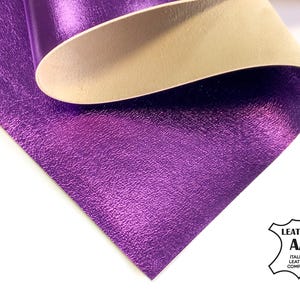 Folha de couro metálico ROXO genuíno 6x6 / 8x10 / 12x12 / 12x18 / 18x24 Retalhos de pele de cordeiro revestida com folha refletora 2oz/0,8 mm Pele metálica VIOLA 705 imagem 1
