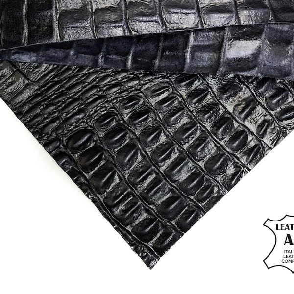 Feuille de Crocodile bleu marine / chutes de cuir véritable Animal 6 x 6 / 8 x 10 / 12 x 12 / 12 x 18 / 18 x 24 boucle d’oreille fournitures matériel d’artisanat / vendu par une seule pièce