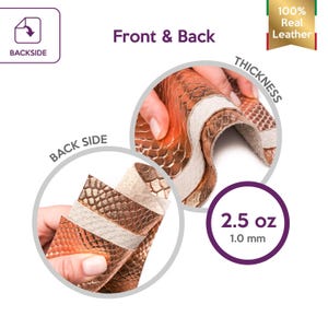 High Quality Italian Genuine Metallic Snake Hide Leather Sheets | Rose Gold | Choose Your Size | Snake Print Leather Sheets image 4