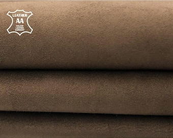 Brown Suede Material 3- 4 sqft // 0.28 - 0.47m2 Genuine Leather Hides // Brown Sewing Pieces // Coffee Liqueur 924, 0.9 mm / 2.25 oz
