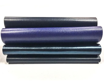 BLAU AMZ Lederreste Petrol-Leder Metallic-Leder Hellblau matt 5 x 5 cm-Stücke Blaue Ledermuster 4er Pack Leder zum Basteln