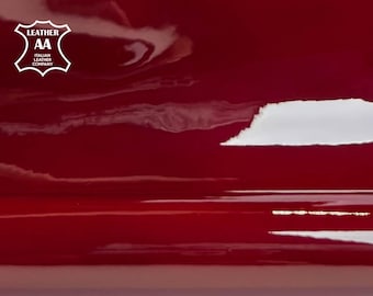 Dark Red Patent Lambskin Leather 4, 5, 6, 7 sqft  Shiny Lacquer Polished  Rhubarb 0.6mm // 1.5oz Patent 1403