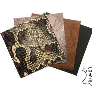 Conjunto de serpiente marrón * 5x5 pulgadas * 4 piezas de cuero genuino para la artesanía - pendientes, suministros de joyería // * 5x5 * pulgadas / * 12x12 * cm