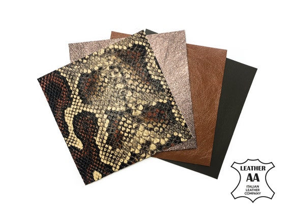 Brown Snake Set 5x5 Inches 4 Genuine Leather Pieces for Crafting