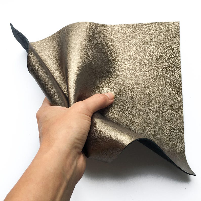 BRASS Metallic Leather Sheets 6x6/8x10/12x12/18x24 inch Genuine Metal leather scraps for craft 2.5oz/1.0mm Dark Gold Leather Piece BRASS 650 image 7