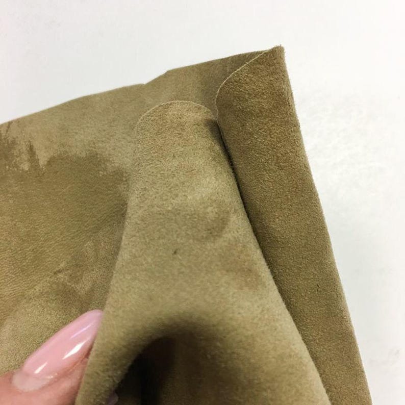 BEIGE Green Suede Leather// Genuine Sheep sheets for sewing //Velour leather hides //Natural Leather material //LARK 702, 0.6 mm/1.5 oz image 7