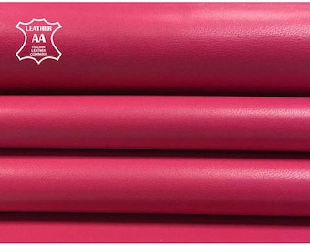Tela de cuero ROSA neón // Pieles de cuero genuino // Magenta brillante // Material rosa fuerte // Color de verano // ROJO ROSA 689 2 oz/ 0,8 mm