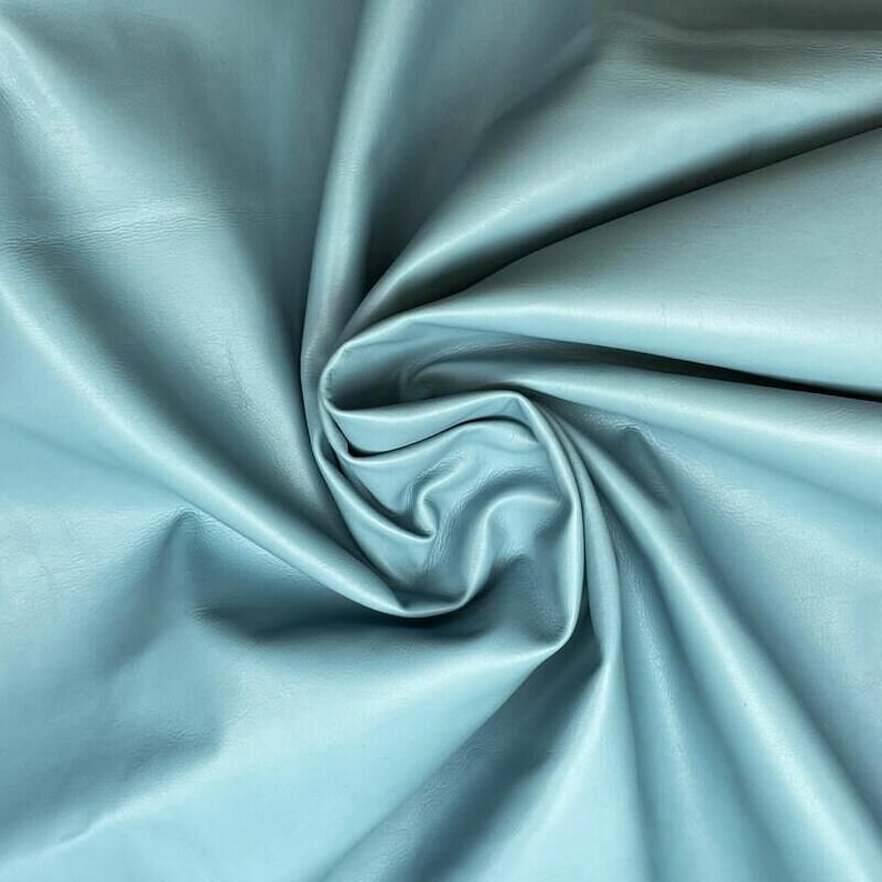 Light Blue Real Leather Hides // Handbag and Accessories Material // 7 - 9 sqft// Natural Fabric // Milky Blue, 1117, 0.5 mm image 7