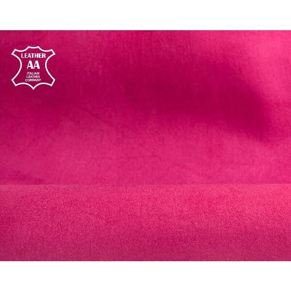 Hot Pink Suede Leather// Natural Suede Fabric //Bright Pink Velour Leather// Velour Material For Sewing// CACTUS FLOWER, 1350, 1.0 mm/2.5oz