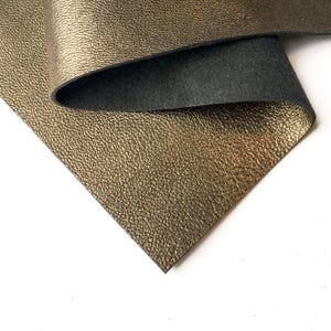 BRASS Metallic Leather Sheets 6x6/8x10/12x12/18x24 inch Genuine Metal leather scraps for craft 2.5oz/1.0mm Dark Gold Leather Piece BRASS 650 image 1