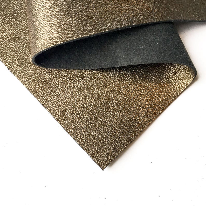 BRASS Metallic Leather Sheets 6x6/8x10/12x12/18x24 inch Genuine Metal leather scraps for craft 2.5oz/1.0mm Dark Gold Leather Piece BRASS 650 image 1