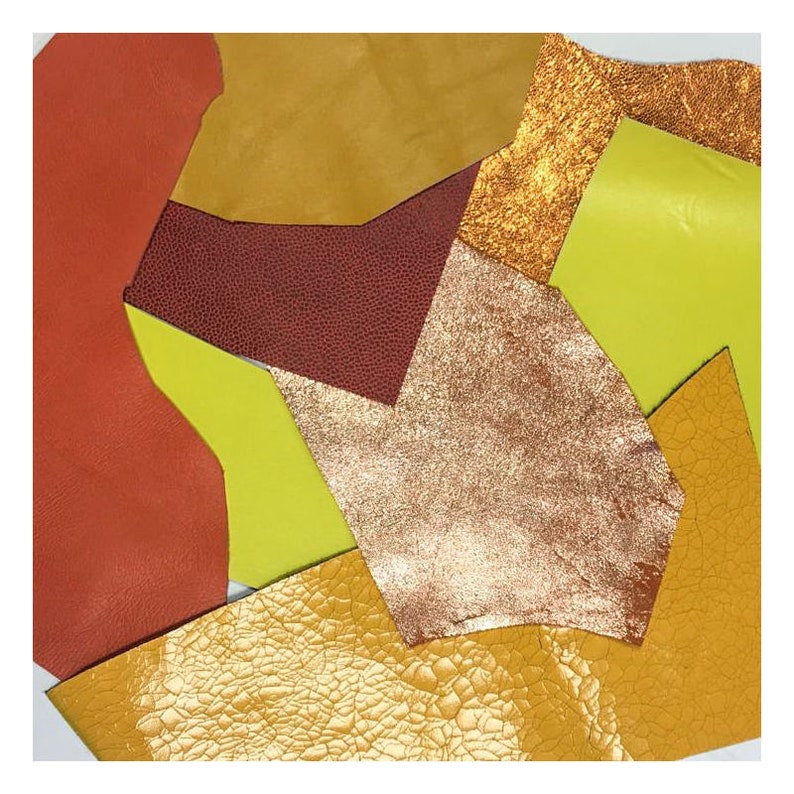 YELLOW and ORANGE scraps Off Cut Mix Real leather scrap packs DIY remnant pieces Genuine leather scrap pack for earring and handcrafting