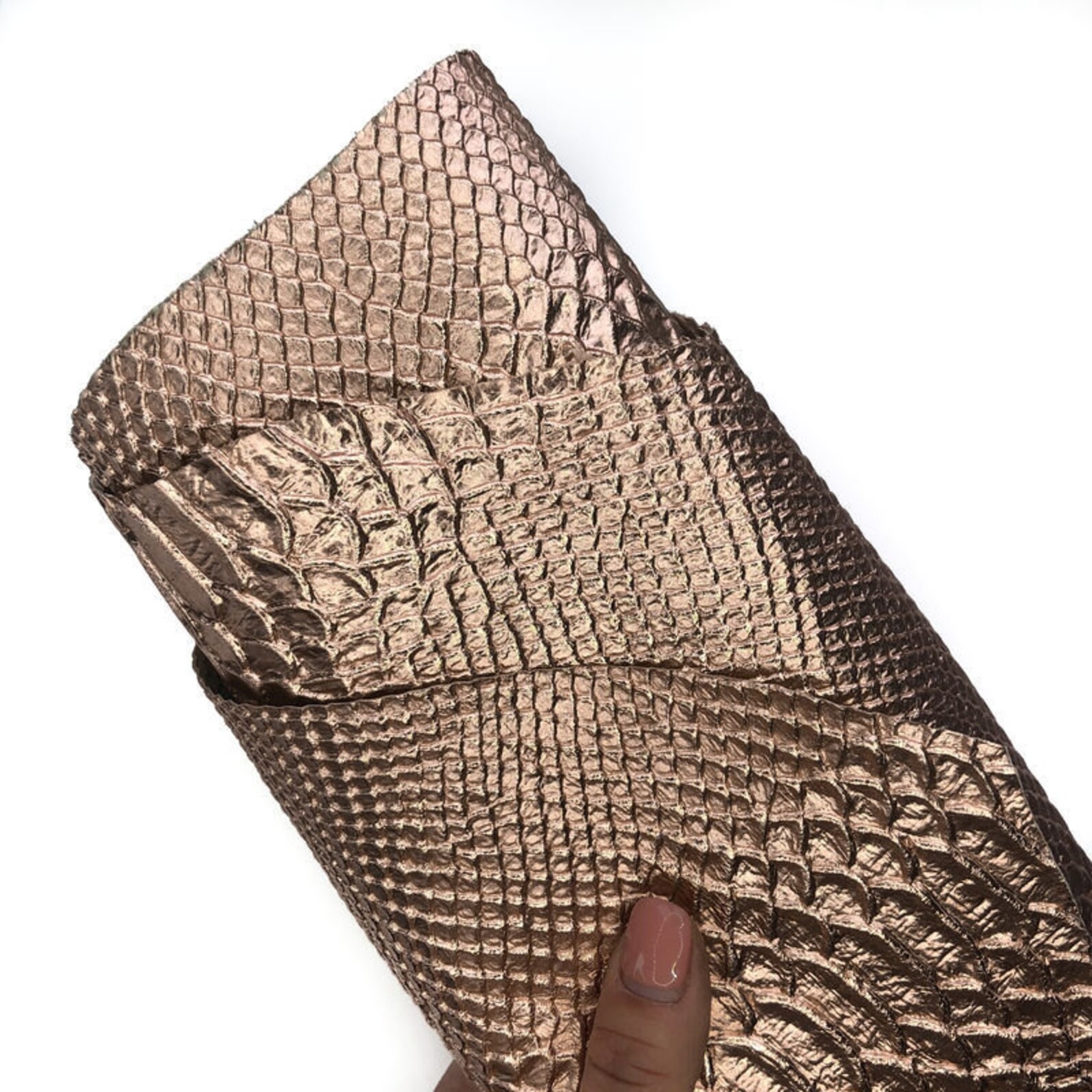 Rose Gold Snake// Genuine Leather Hide Print //real Metallic - Etsy