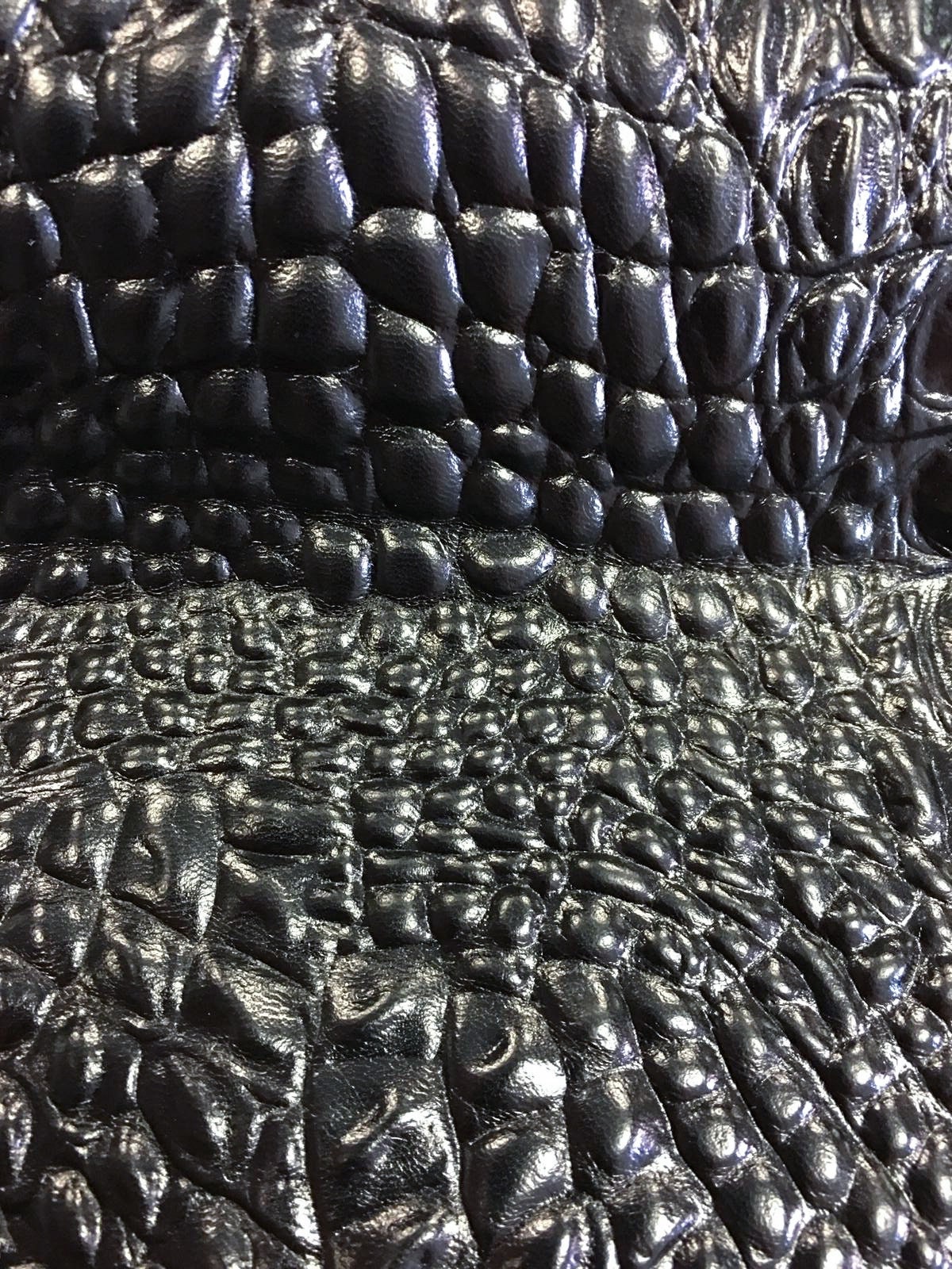 Black Crocodile Leather Fabric Thin, Crocodile Leather Fabric