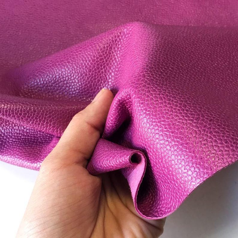 Purple Pebbled Leather Hides //Genuine Violet Sheep skins //Textured Dark Pink Lambskin Leather pieces// PURPLE WINE 823, 0.8mm/ 2.oz image 5