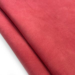Raspberry Red Suede Lambskin Leather, Soft Italian Leather Hide 3, 4 sqft (0.26-0.46m2) 0.8mm/2oz Genuine Leather Chrysanthemum 605