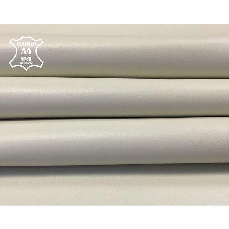 Cream WHITE Leather Fabric 5 - 7 sqft Sheepskin Off White Leather Milk White Leather Pieces 0.7 mm // 1.5 oz CANNOLI CREAM 776 image 1