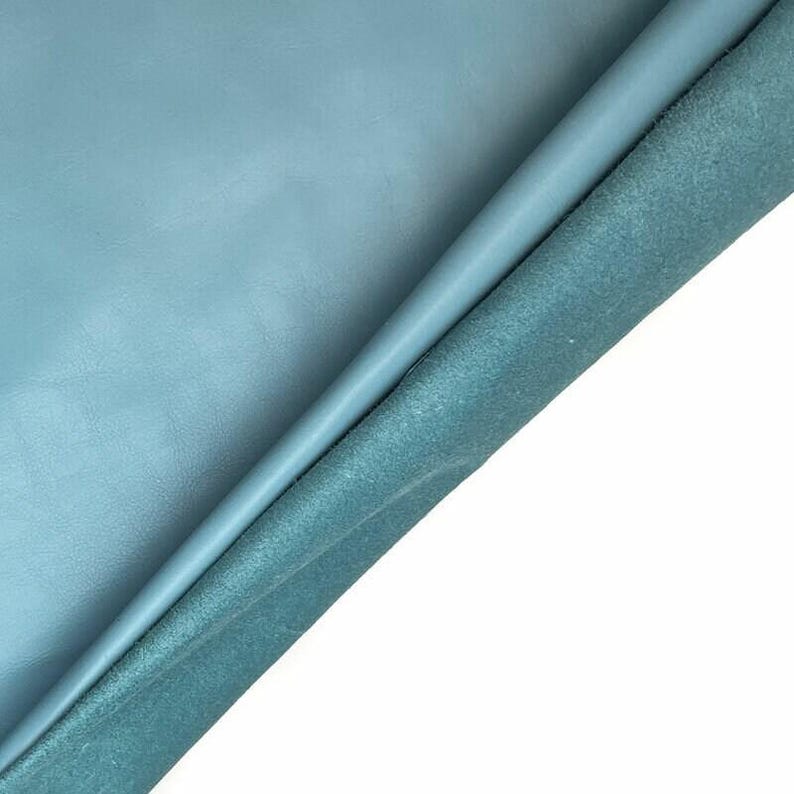 Light Blue Real Leather Hides // Handbag and Accessories Material // 7 - 9 sqft// Natural Fabric // Milky Blue, 1117, 0.5 mm image 8