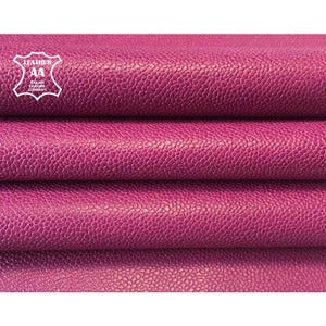 Pieles de cuero granulado morado // Pieles de oveja violeta genuinas // Piezas de cuero de piel de cordero rosa oscuro texturizado // VINO PÚRPURA 823, 0,8 mm/ 2 oz