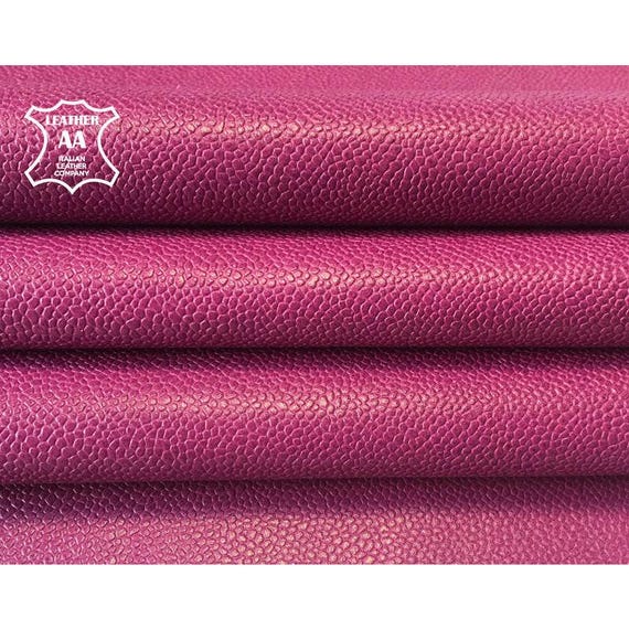Purple Pebbled Leather Hides //Genuine Violet Sheep skins //Textured Dark Pink Lambskin Leather pieces// PURPLE WINE 823, 0.8mm/ 2.oz