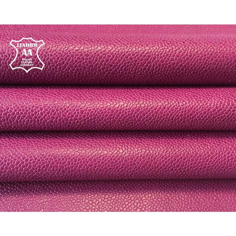Purple Pebbled Leather Hides //Genuine Violet Sheep skins //Textured Dark Pink Lambskin Leather pieces// PURPLE WINE 823, 0.8mm/ 2.oz image 1