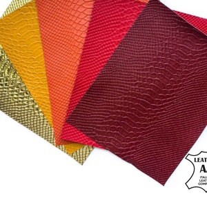 Schlangenlederlaken // 20x30cm Lederstücke // Geprägtes Lammleder // Echtes Leder // Helle Sommerfarben // Lederlieferant //