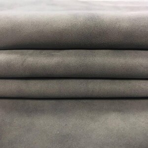 GRAY genuine suede Italian Lambskin suede natural sheep suede light gray genuine leather fabric for crafts, lining TRADEWINDS 278 0.6mm image 6