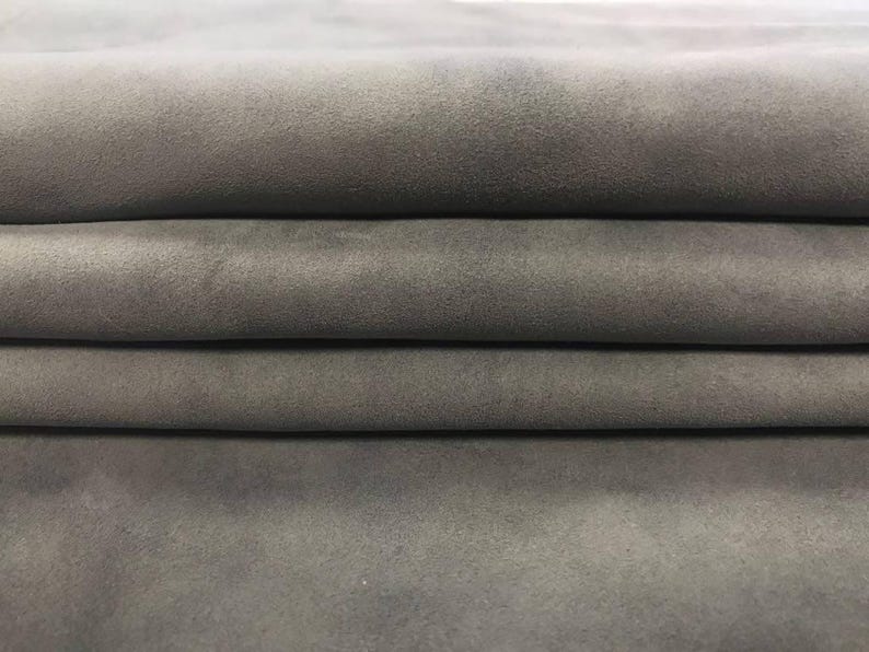 GRAY genuine suede Italian Lambskin suede natural sheep suede light gray genuine leather fabric for crafts, lining TRADEWINDS 278 0.6mm image 6