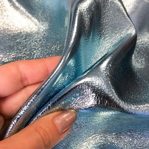 Light Blue leather hides //Topaz Metallic 3 sqft // Real Animal Leather Pieces// DOUBLE SIDED TOPAZ 805, 0.8mm/2 oz image 6