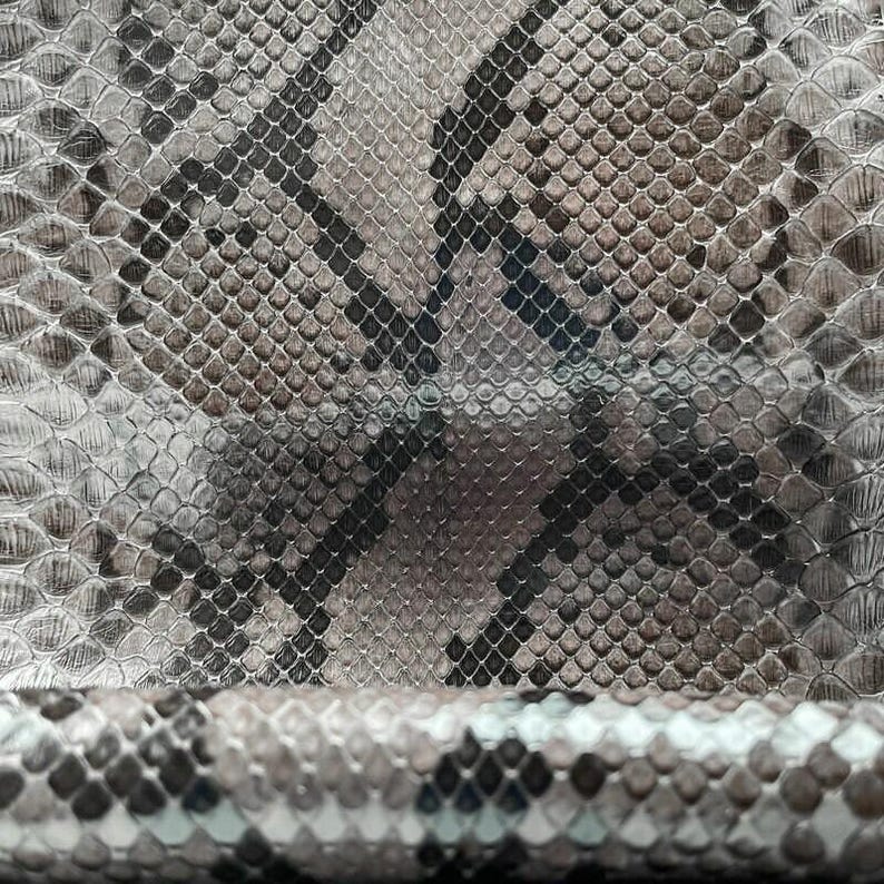 Python Leather Sheets | Snake Hide | Choose Your Size | Gray with Black Python Leather 0.7mm/1.75oz NATURAL PYTHON 1072 image 10