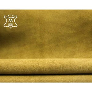 Dark Yellowish-Green Suede Leather 5 - 8 sqft Genuine Soft Suede Fabric // Velour Material // Olive Oil, 1000, 0.7mm