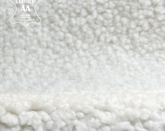 Milky White Lambskin Fur Hides // Warm Fluffy Winter Fabric 7 - 11 sqft // 0.68 - 1.03 m2 Black & White Shearling 1454, 1.7mm/ 4.25 oz