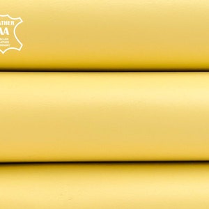 Piezas de cuero amarillo pastel claro // Acabado mate // Piel de cordero italiana genuina // Pieles de cuero finas // AMARILLO SUAVE, 1413, 0,7 mm/1,75 oz