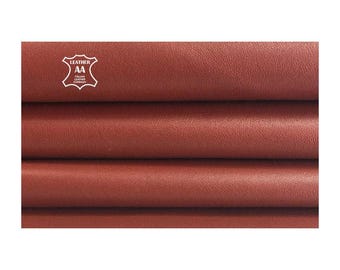 Tessuto in pelle MARRONE Pezzi di pelle rossa Fogli di pelle RIBES SCURO 656, 2,25 oz Vera pelle di animale Pezzi di pelle di agnello naturale 0,9 mm
