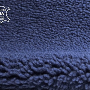 Cizalla de piel corta suave // Pieles delgadas de cordero italiano // Gamuza trasera // Tela cálida de peluche // Cizalla azul, 1408, 1.4mm / 3.5oz
