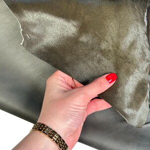 Dark Khaki Pony Hair Real Leather Hide 4, 5, 6 sqft Hair-On Leather 0.7-0.8mm (1.75-2oz) image 5