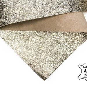 Sparkly Light Gold Sheet 6x6 / 8x10 / 12x12 / 12x18 / 18x24 Natural Animal Scraps With Glitter Metallic Foil // Crunchy Light Gold, 994