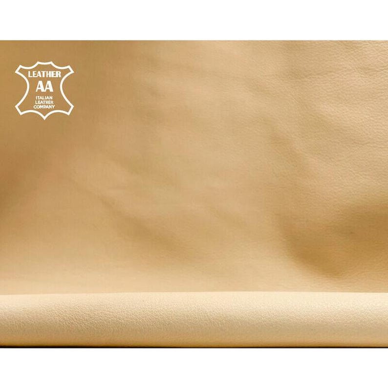Beige Thin Real Leather Hides Aniline Leather The Most Natural Fabric Highest Quality Grade PISTACHIO SHEL 1118 / 0.5 mm/ 1.25 oz image 1