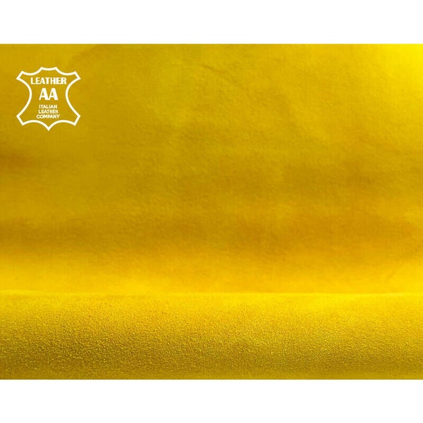 Bright Yellow Suede Leather // 4 sqft // Soft Velour Material For Sewing // Lemon Curry, 1171, 0.9mm/2.25oz