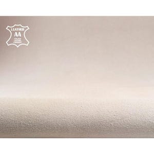 Light BEIGE natural suede fabric, genuine sheep suede, beige natural lamb skin 4 sqft // 0.36 - 46 m2 // SEA SALT, 1237, 0.9 mm