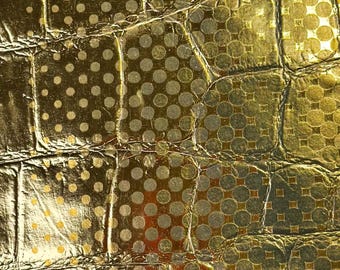 Folhas de couro de cordeiro pontilhadas com folha de ouro 8x10 / 12x12 / 12x18 bolinhas metálicas 100% para artesanato, bolsas, sapatos 0,8 mm//2oz DOUTTED GOLD 1654