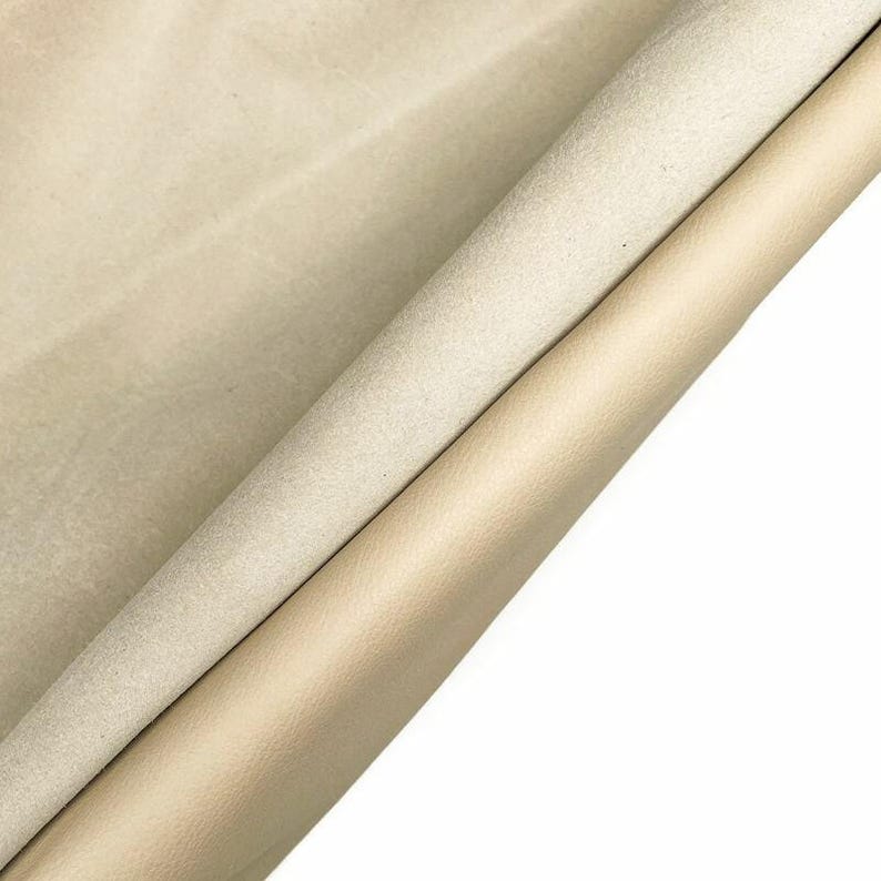 Beige Thin Real Leather Hides Aniline Leather The Most Natural Fabric Highest Quality Grade PISTACHIO SHEL 1118 / 0.5 mm/ 1.25 oz image 5