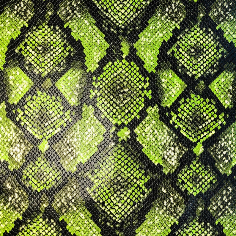 Bright Green Snake Print Leather Hide / Genuine Sheepskin - Etsy