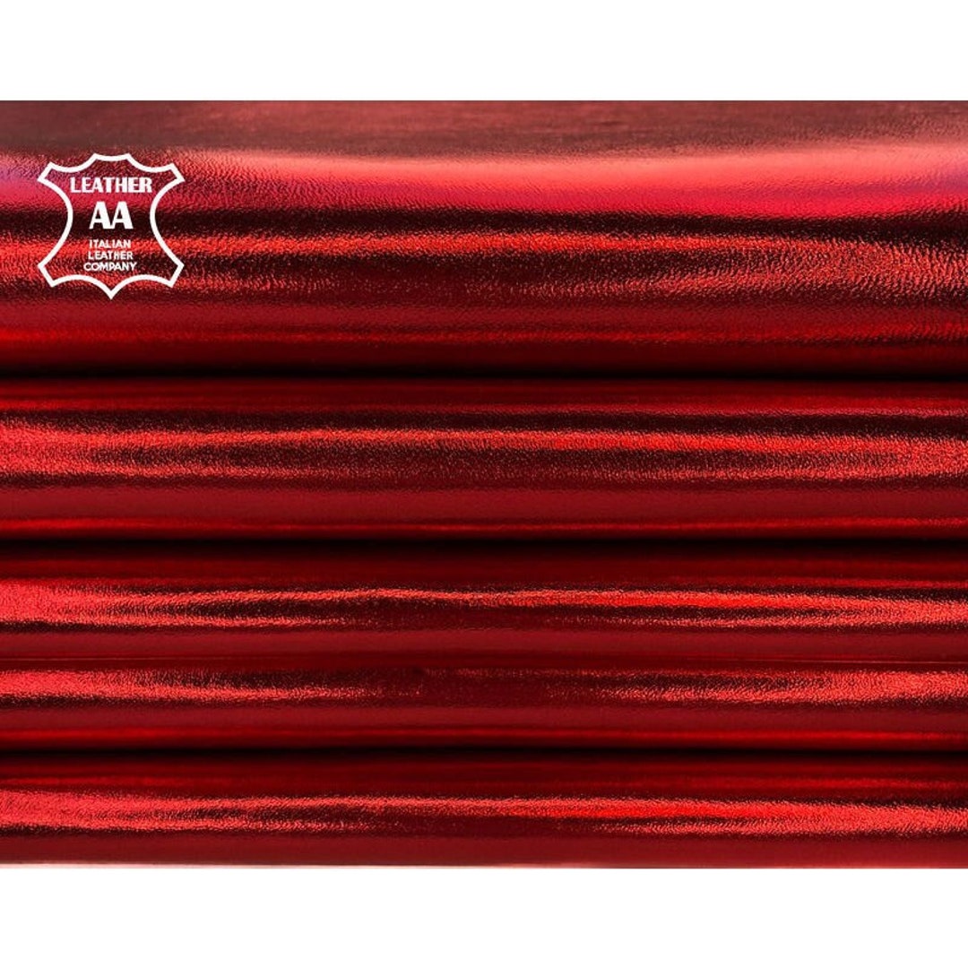 Ruby Red Metallic Leather Genuine Shiny Calf Leather for Sewing and ...