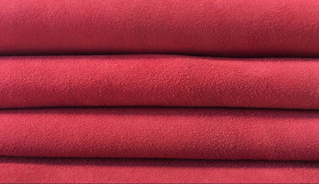 RED Suede Genuine Sheep Sheets for Sewing// Coral Leather //real